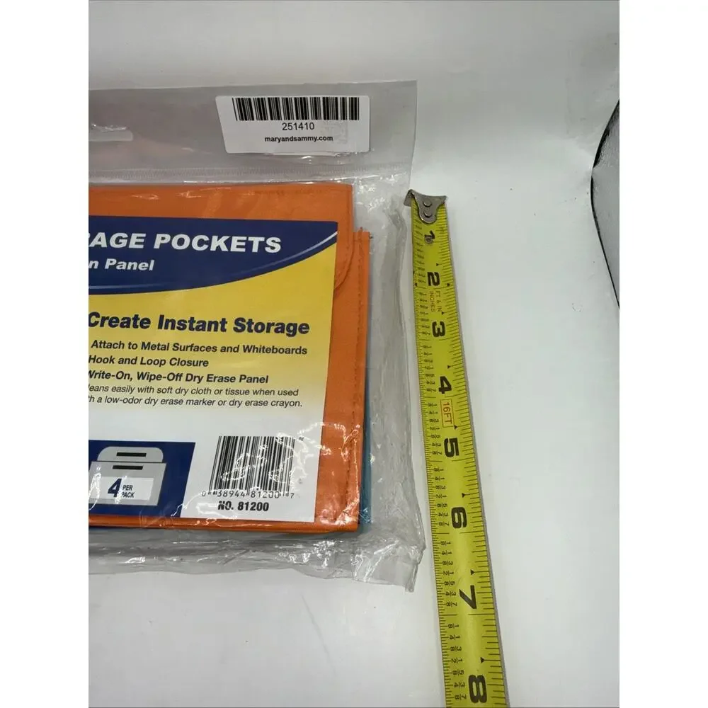 Magnetic Storage Pockets from C-Line with write on panel 4 Per Pack 10” x 6” NWT